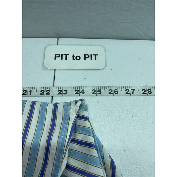 Robert‎ Graham Mens size LG  Long sleeve Blue Striped Shirt contrast cuff - Picture 4 of 9